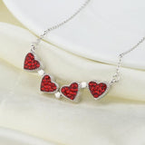 Four Leaf Clovers Heart Crystal Necklace