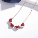 Four Leaf Clovers Heart Crystal Necklace